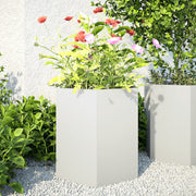 Jardineras hexagonales 2 uds acero blanco 46x40x45 cm v5413 Vetonek