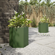 Jardineras hexagonales 2 uds acero verde oliva 46x40x45 cm v5451 Vetonek