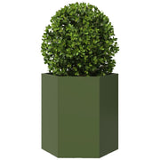 Jardineras hexagonales 2 uds acero verde oliva 46x40x45 cm v5451 Vetonek