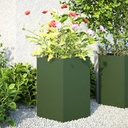 Jardineras hexagonales 2 uds acero verde oliva 46x40x45 cm v5451 Vetonek