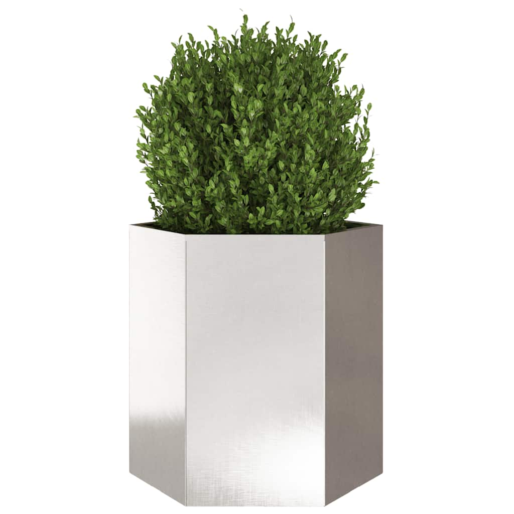 Jardineras hexagonales 2 uds acero inoxidable 46x40x45 cm - Vetonek