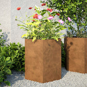 Jardinera hexagonal 46x40x45 cm acero desgastado v5505 Vetonek