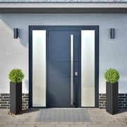 Jardineras triangulares 2 uds acero negro 30x26x75 cm v5741 Vetonek