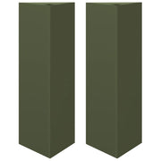 Jardineras triangulares 2 uds acero verde oliva 30x26x75 cm v5802 Vetonek