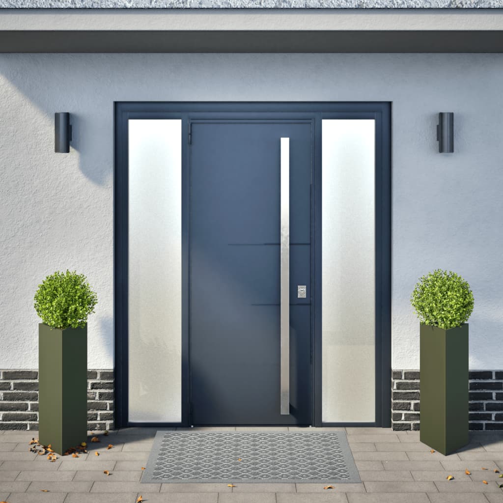 Jardineras triangulares 2 uds acero verde oliva 30x26x75 cm v5802 Vetonek