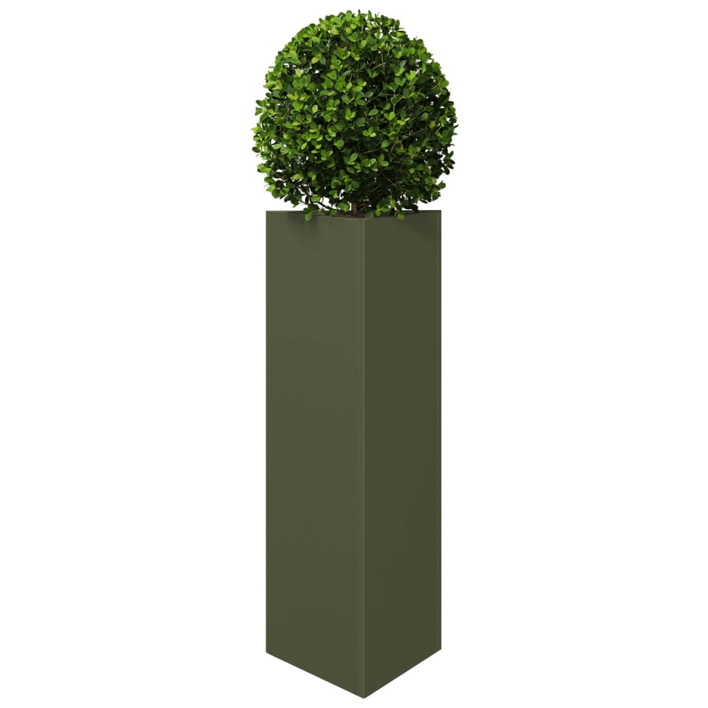 Jardineras triangulares 2 uds acero verde oliva 30x26x75 cm v5802 Vetonek