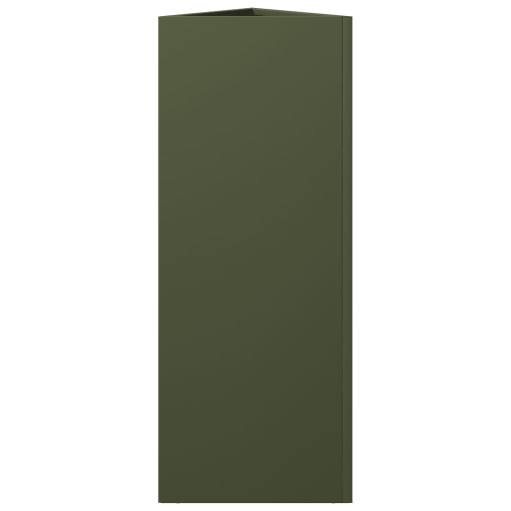 Jardineras triangulares 2 uds acero verde oliva 30x26x75 cm v5802 Vetonek