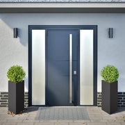 Jardineras triangulares 2 uds acero negro 40x34,5x70 cm v5888 - Vetonek