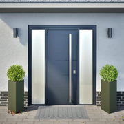 Jardineras triangulares 2 uds acero verde oliva 40x34,5x70 cm v5949 - Vetonek