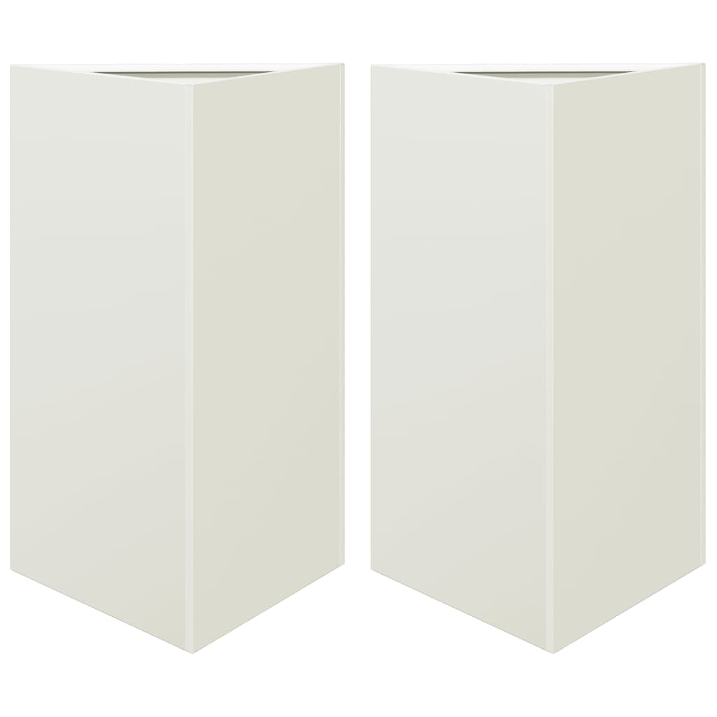 Jardineras triangulares 2 uds acero blanco 50x43x75 cm v6045 Vetonek