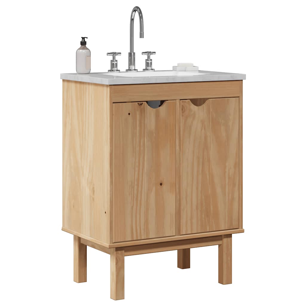 Vetonek Mueble de lavabo de baño OTTA madera maciza de pino 59x40x80 cm