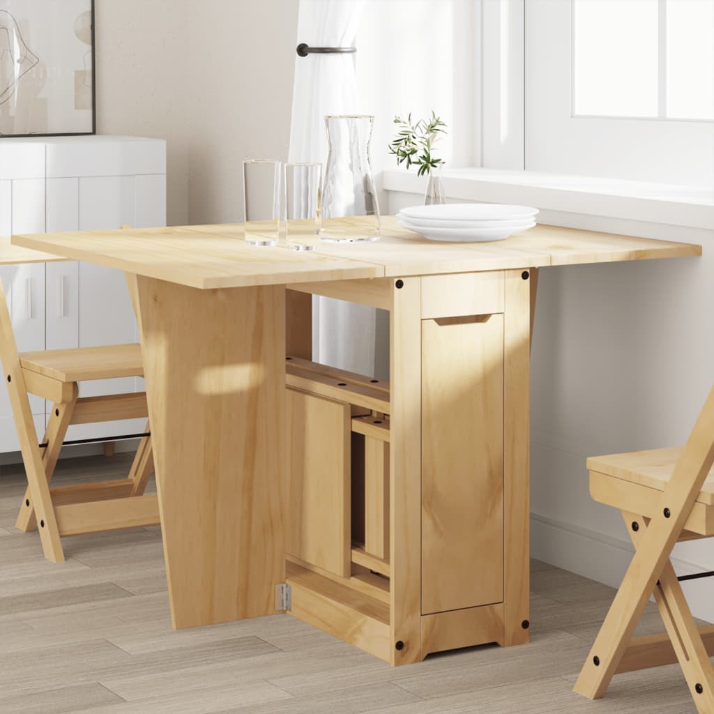 Vetonek Mesa de comedor plegable mariposa Corona madera pino marrón