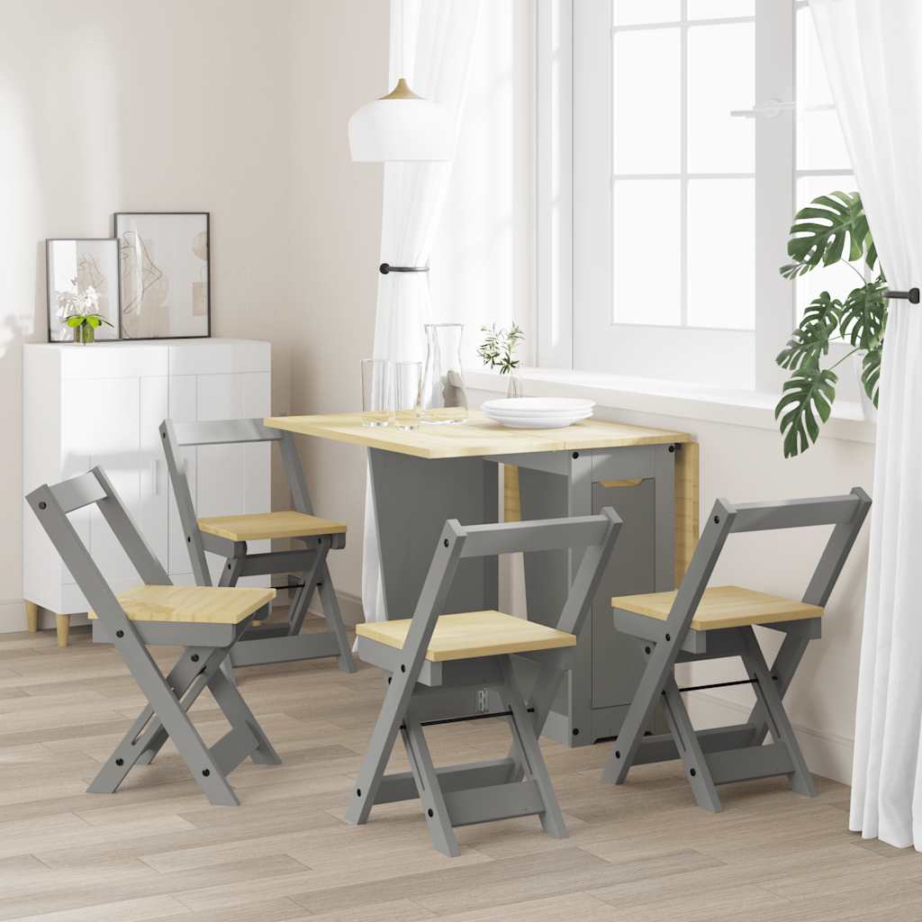 Sillas de comedor plegables 4 uds Corona madera pino gris