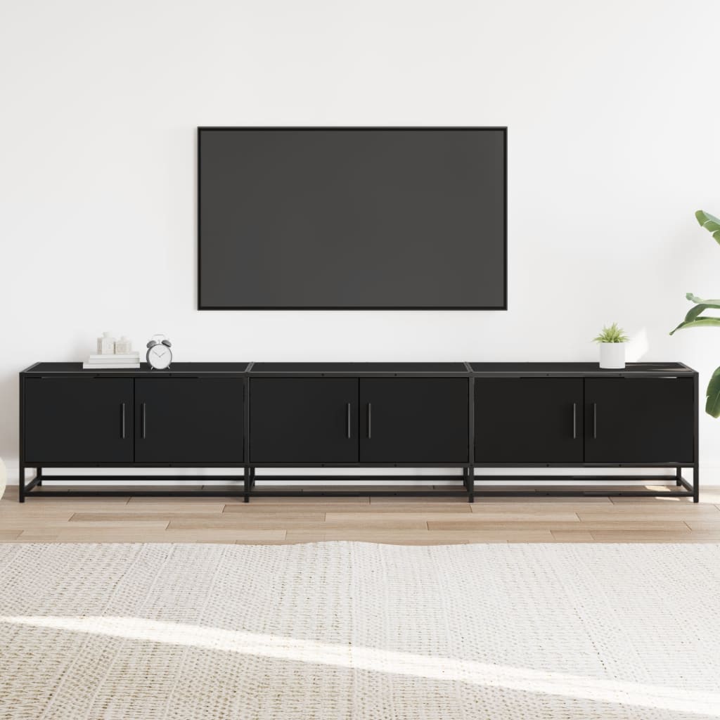 Mueble para TV madera de ingeniería negro 210x35x41 cm