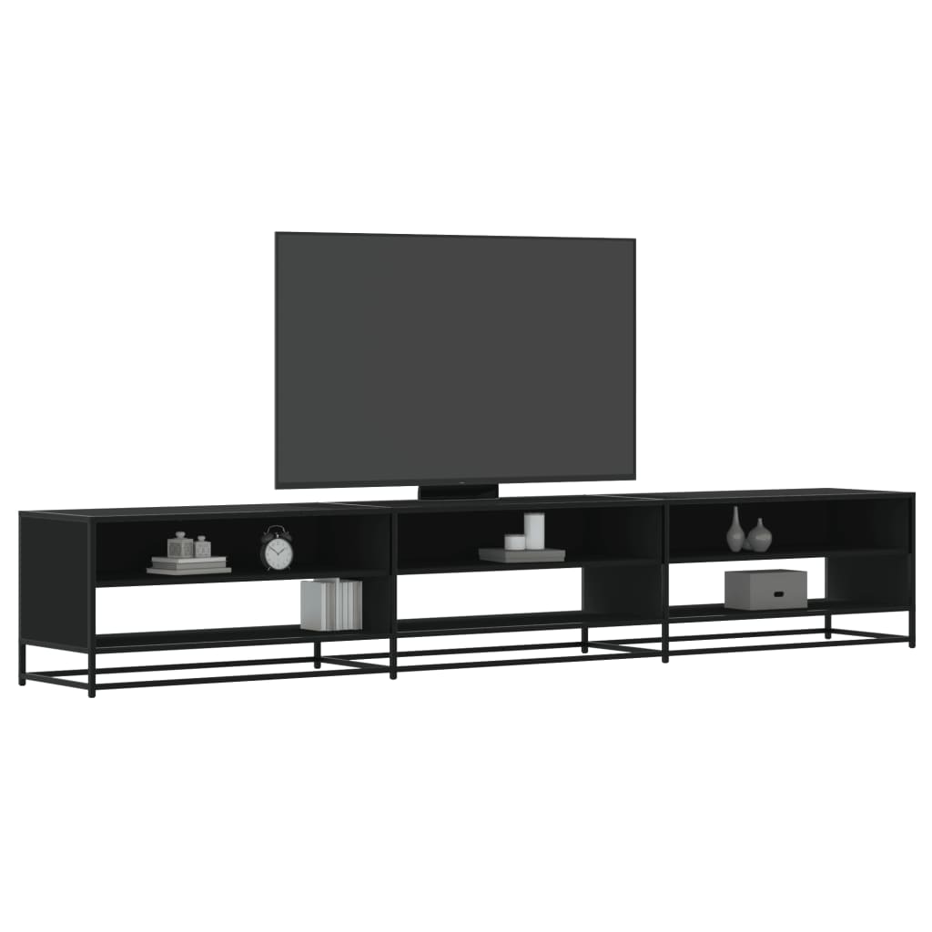 Mueble de TV negro de madera de ingeniería con almacenamiento, ideal para salón o dormitorio, diseño moderno y funcional.