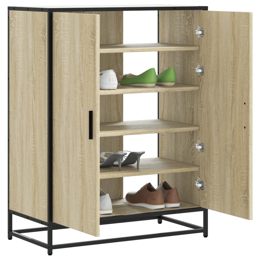 Vetonek Zapatero de madera y metal roble Sonoma 75x38x97,5 cm