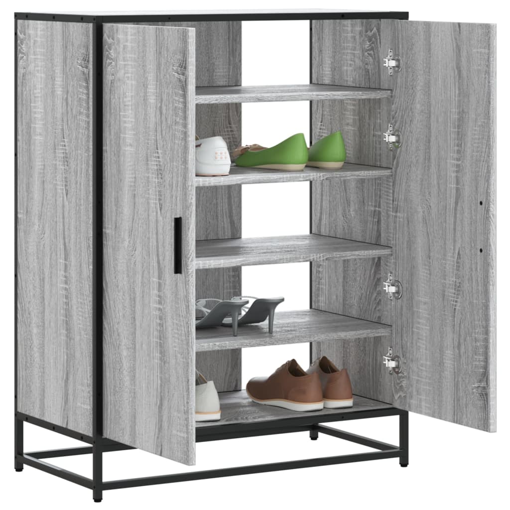 Vetonek Zapatero madera de ingeniería y metal gris Sonoma 75x38x97,5 cm