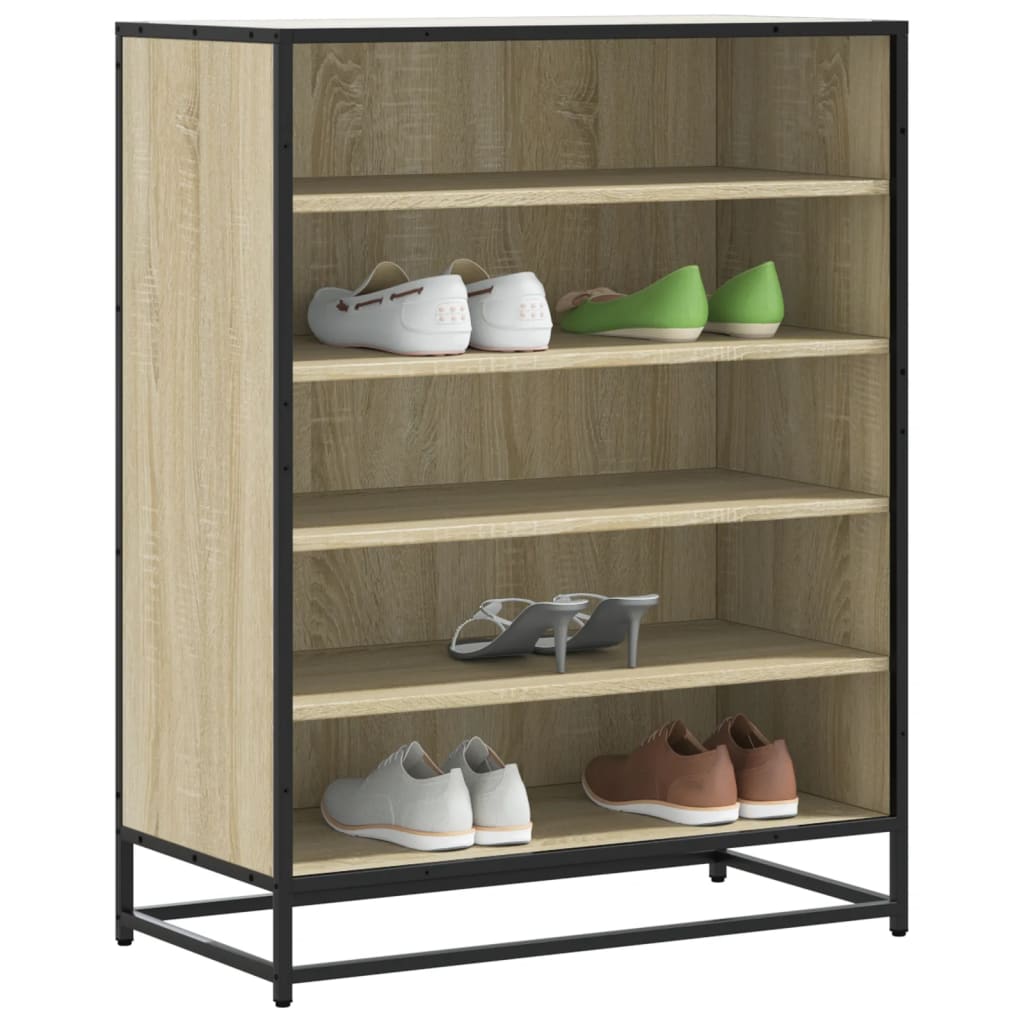 Vetonek Zapatero de madera y metal roble Sonoma 75x38x97,5 cm