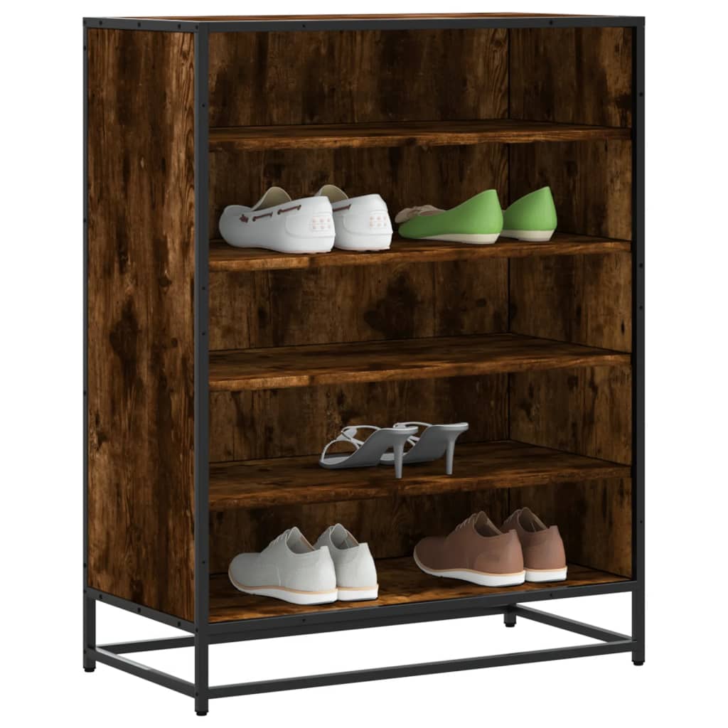 Vetonek Zapatero de madera y metal roble ahumado 75x38x97,5 cm