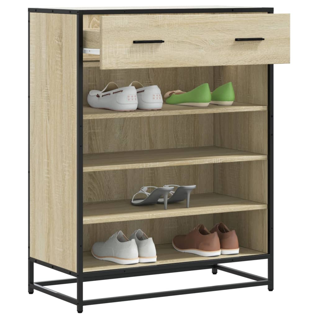 Vetonek Zapatero de madera y metal roble Sonoma 75x38x97,5 cm