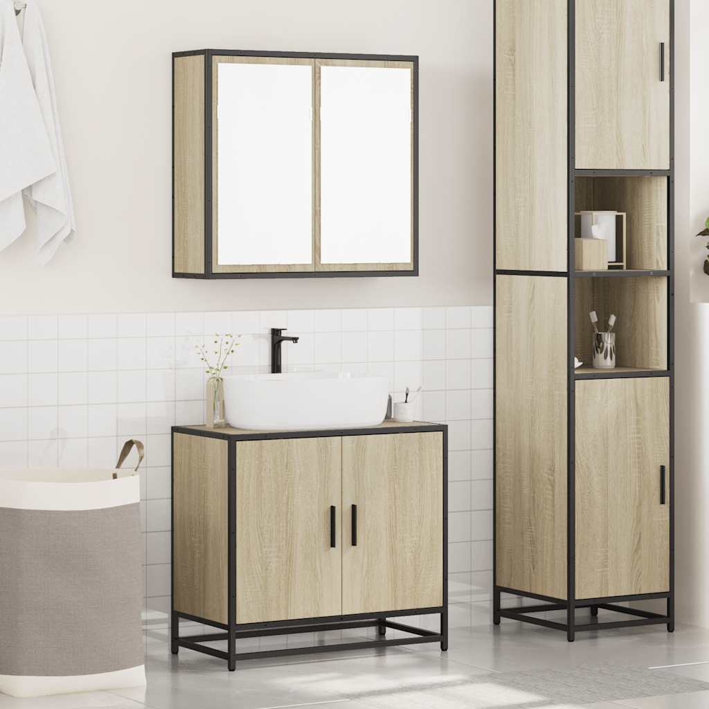 Set di mobili da bagno 2 pezzi in legno roble sonoma