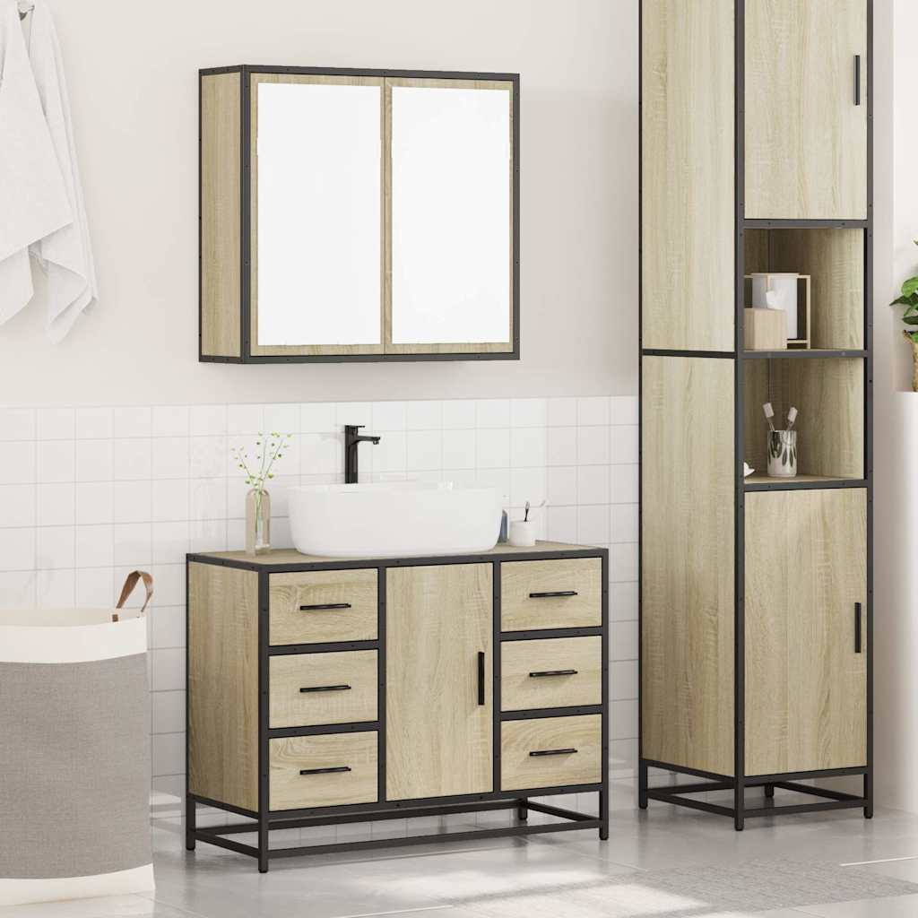 Set di mobili da bagno 2 pezzi in legno roble sonoma