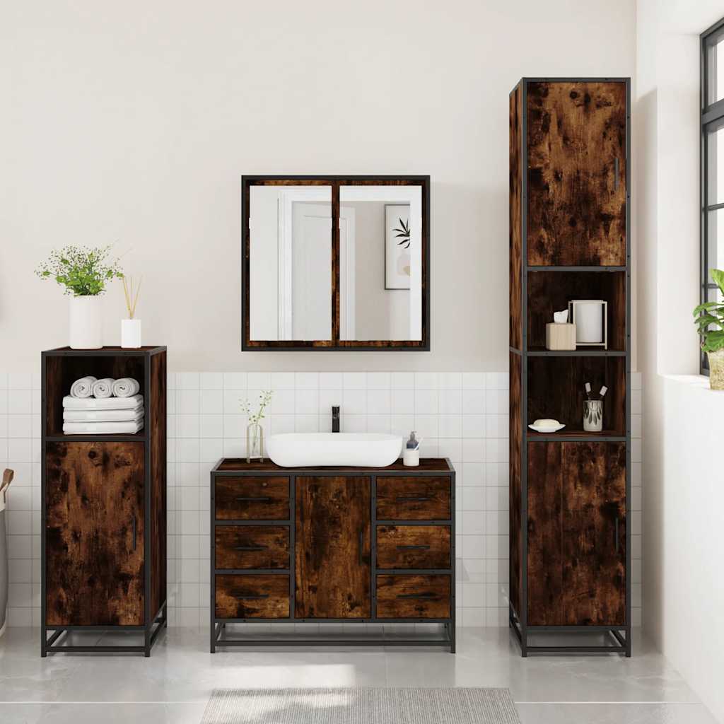 Set di mobili da bagno 3 pezzi Ahumado Oak Wood