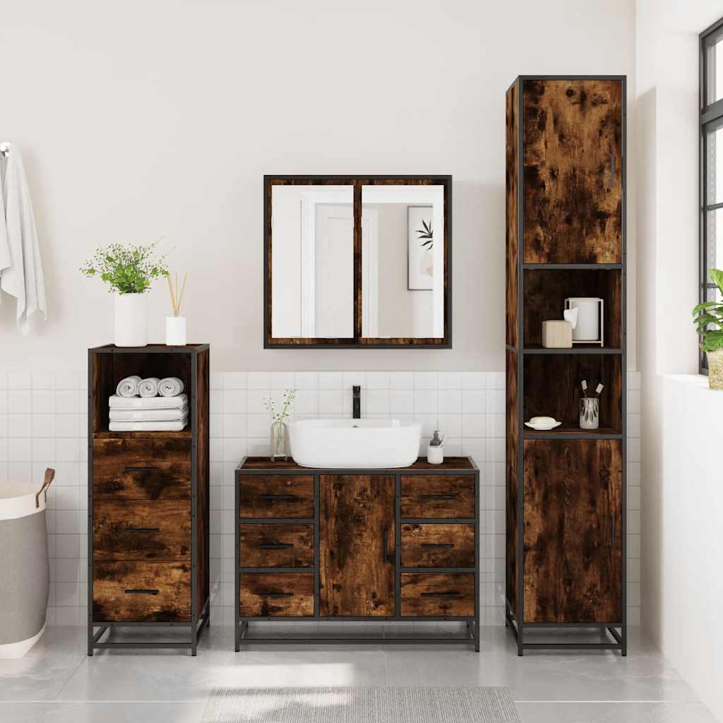 Set di mobili da bagno 3 pezzi Ahumado Oak Wood