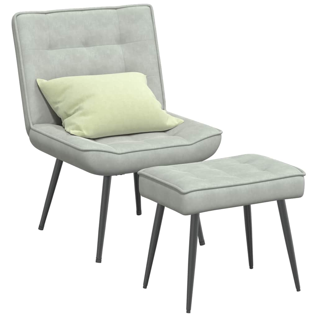 Vetonek Sillón de relax con reposapiés terciopelo gris claro