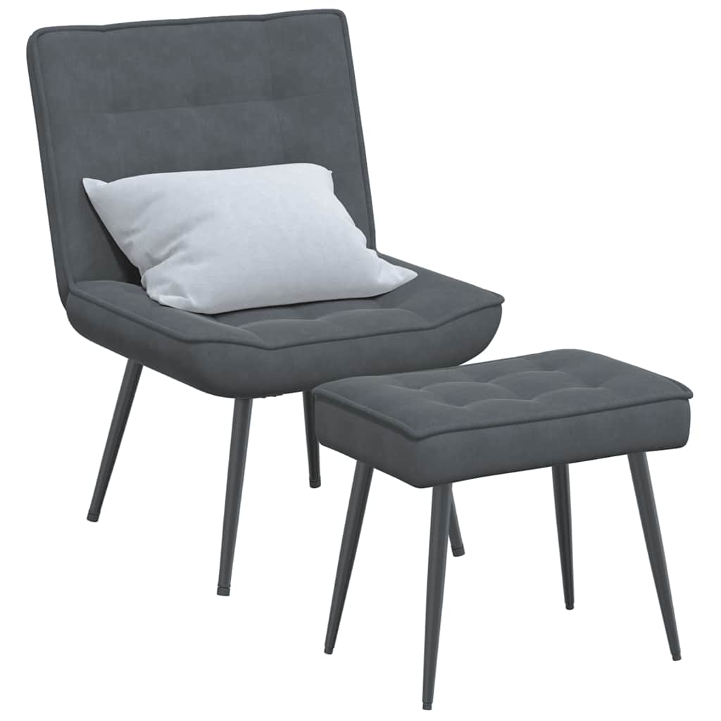 Vetonek Sillón de relax con reposapiés terciopelo gris oscuro