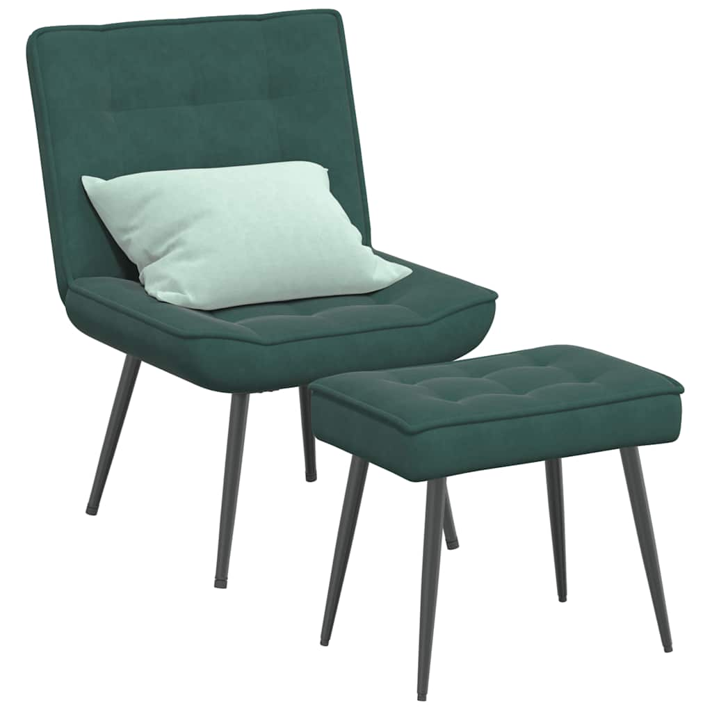 Vetonek Sillón de relax con reposapiés terciopelo verde oscuro