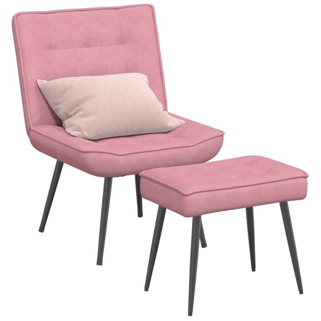 Vetonek Sillón de relax con reposapiés terciopelo rosa