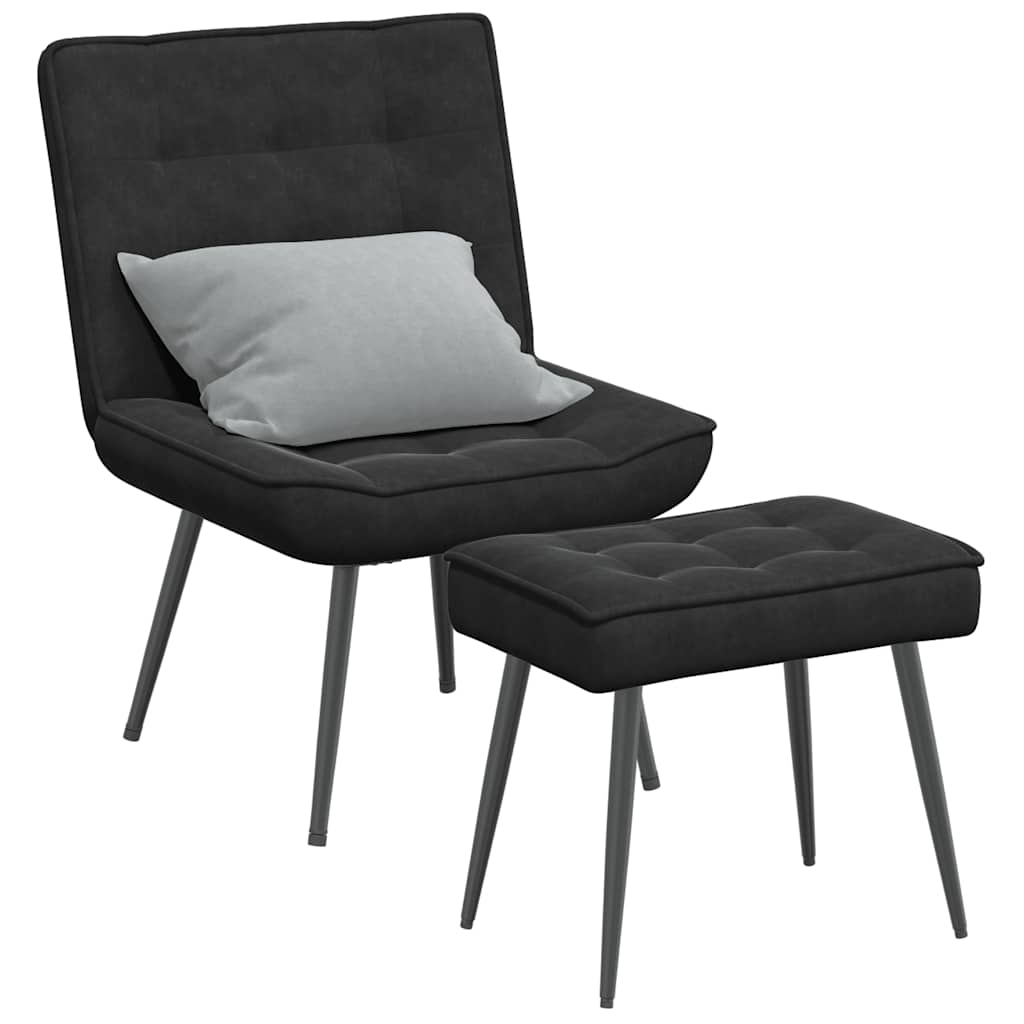 Vetonek Sillón de relax con reposapiés terciopelo negro