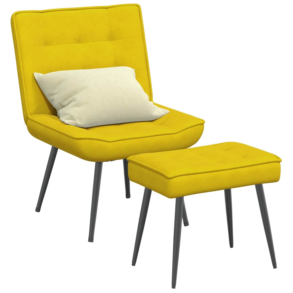 Vetonek Sillón de relax con taburete terciopelo amarillo