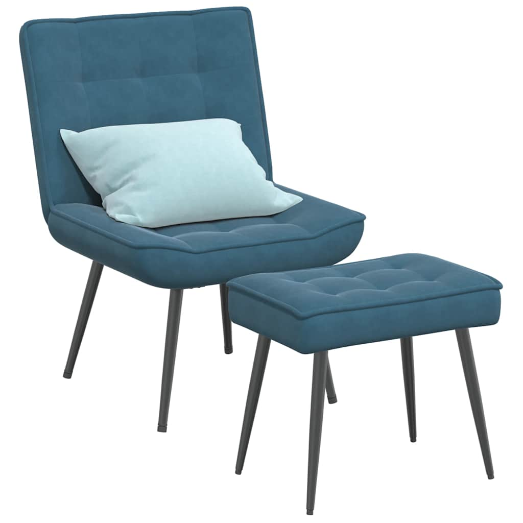 Vetonek Sillón de relax con reposapiés terciopelo azul