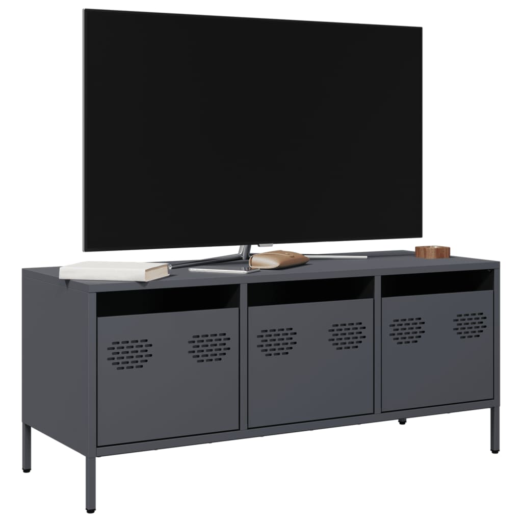 Vetonek Mueble de TV acero laminado en frío antracita 101,5x39x43,5 cm