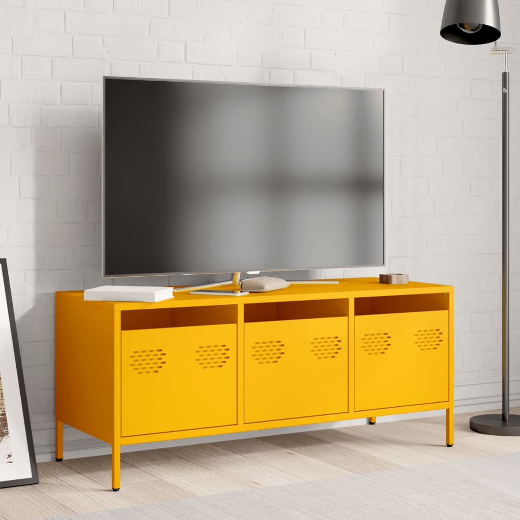 Mueble para TV acero laminado en frío amarillo 101,5x39x43,5 cm