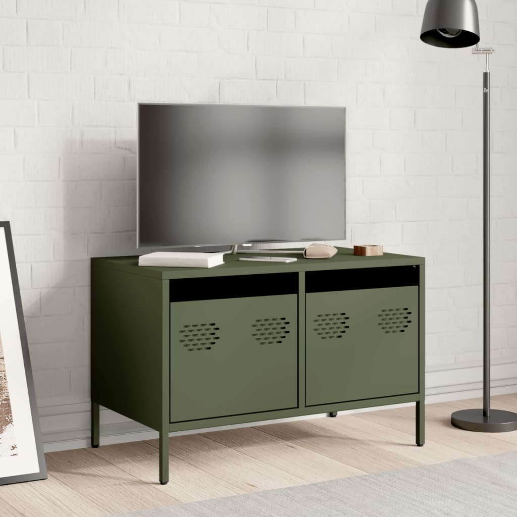 Móveis de TV Olive Green Rolled Steel 68x39x43.5 cm