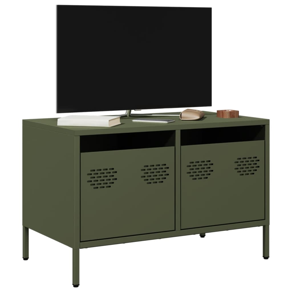 Vetonek Mueble para TV acero laminado en frío verde oliva 68x39x43,5 cm