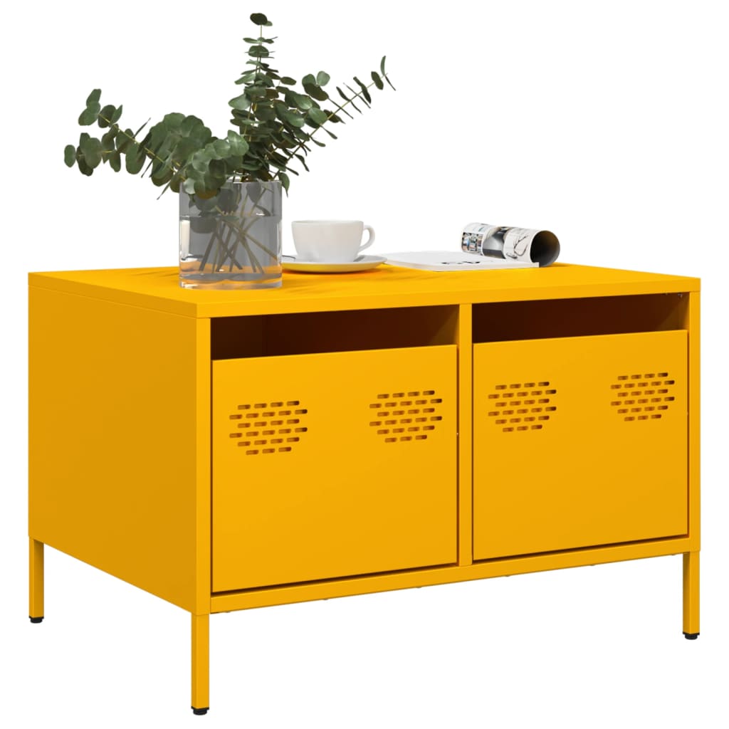 Vetonek Mueble TV acero laminado en frío amarillo mostaza 68x50x43,5 cm