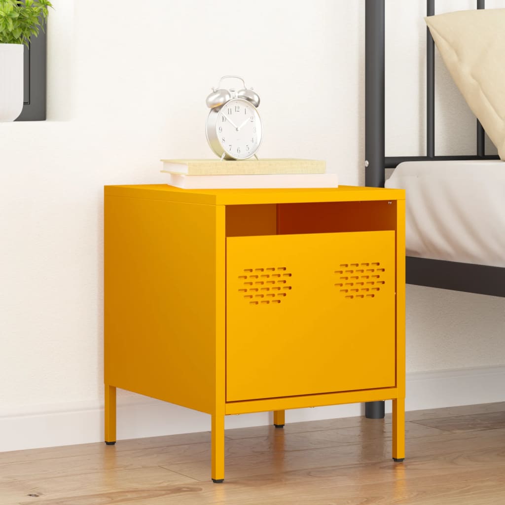 Night table yellow steel mustard 35x39x43.5 cm