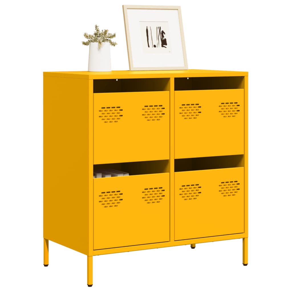 Vetonek Aparador acero laminado en frío amarillo mostaza 68x39x73,5 cm