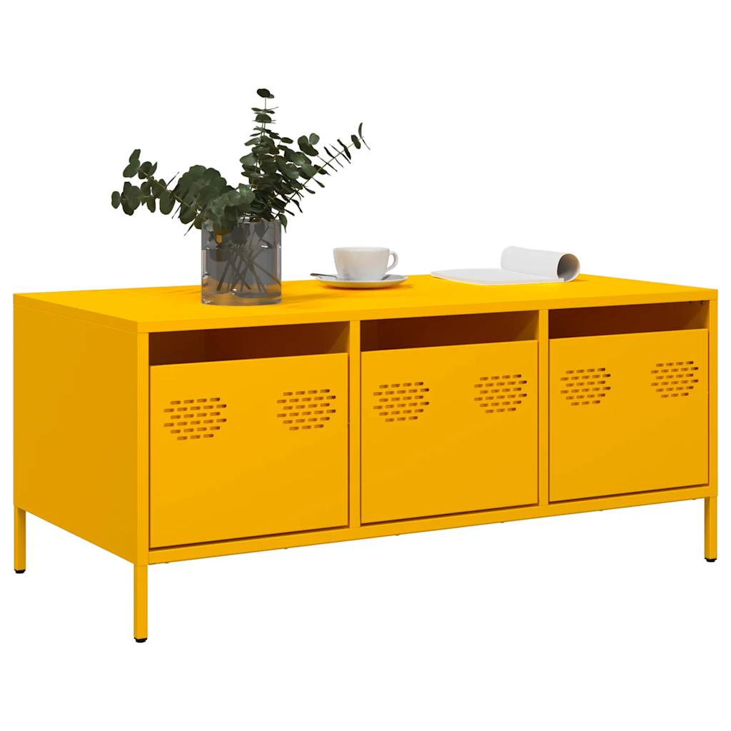 Mesa de centro acero laminado en frío amarillo 101,5x50x43,5 cm