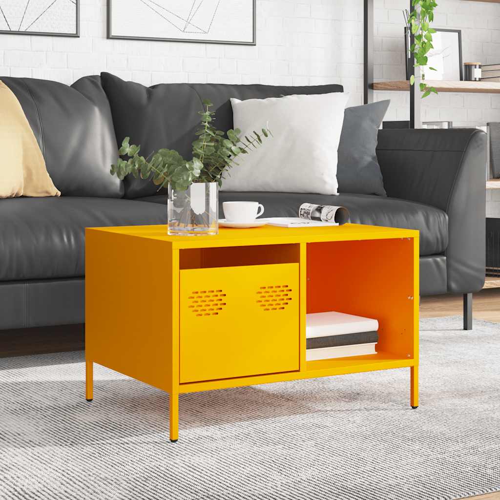 Mesa de centro acero laminado en frío amarillo 68,5x50x43,5 cm