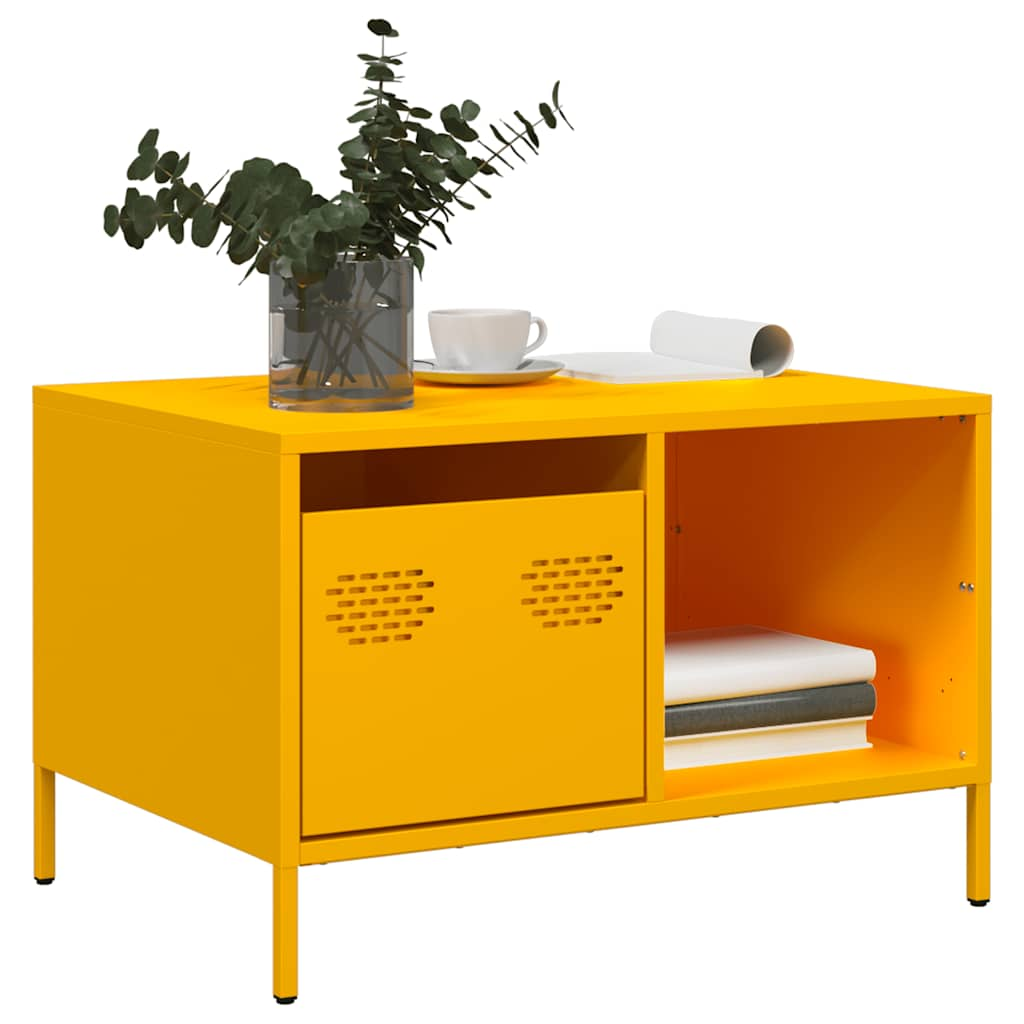 Vetonek Mesa de centro acero laminado en frío amarillo 68,5x50x43,5 cm