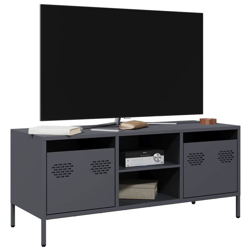 Vetonek Mueble de TV acero laminado en frío antracita 101,5x39x43,5 cm