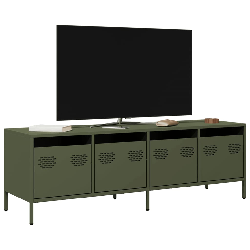 Vetonek Mueble TV acero laminado en frío verde oliva 135x39x43,5 cm