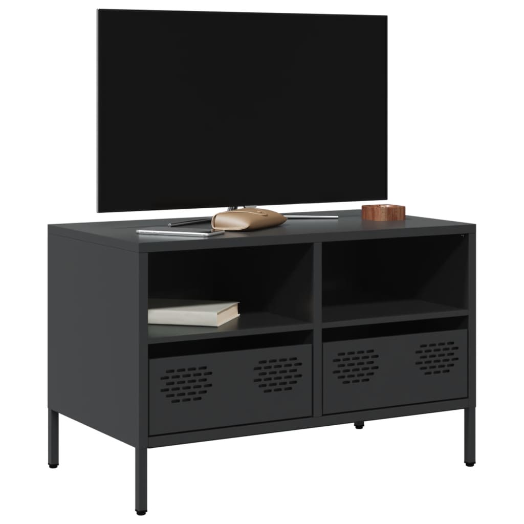 Vetonek Mueble para TV acero laminado en frío negro 68x39x43,5 cm