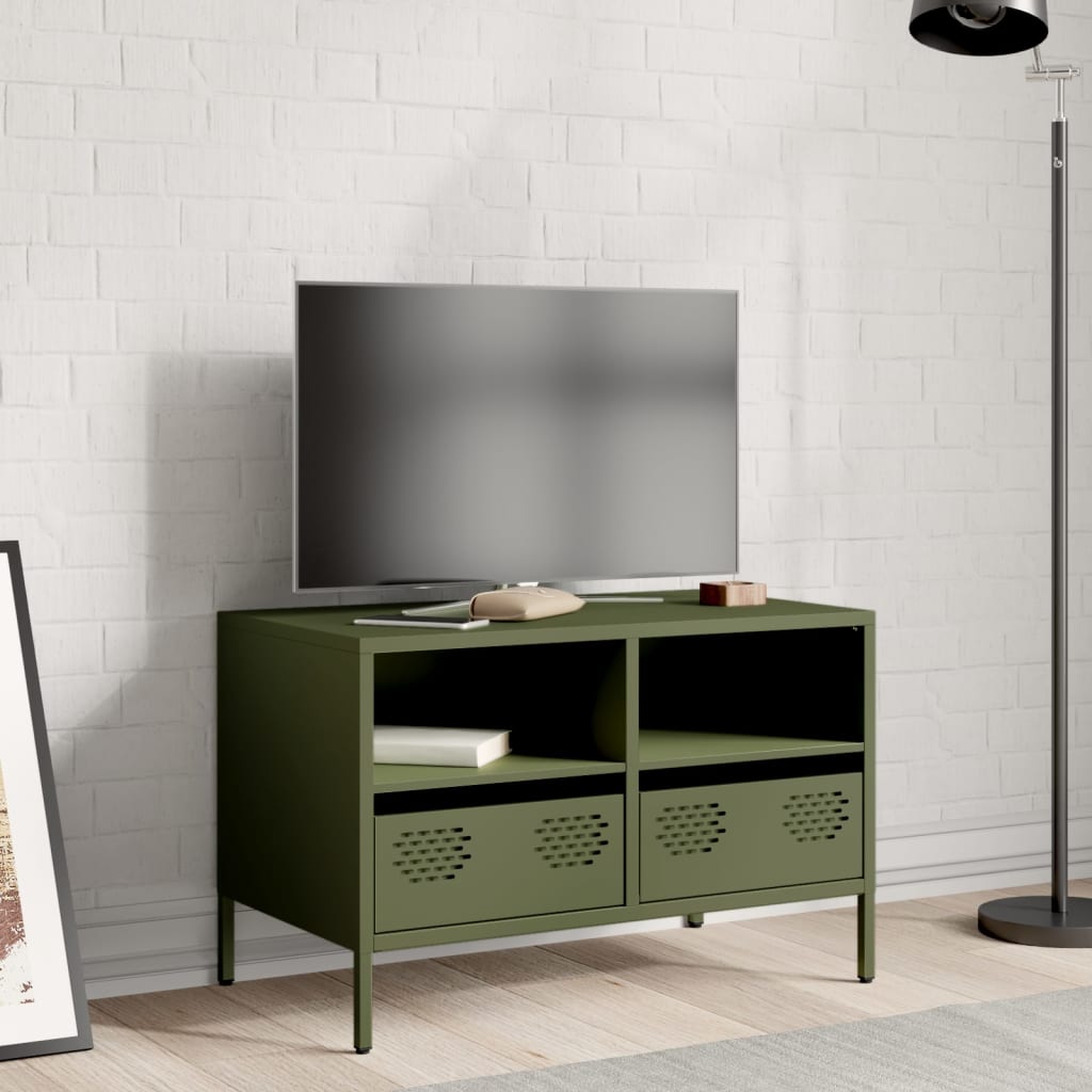 Móveis de TV Olive Green Rolled Steel 68x39x43.5 cm