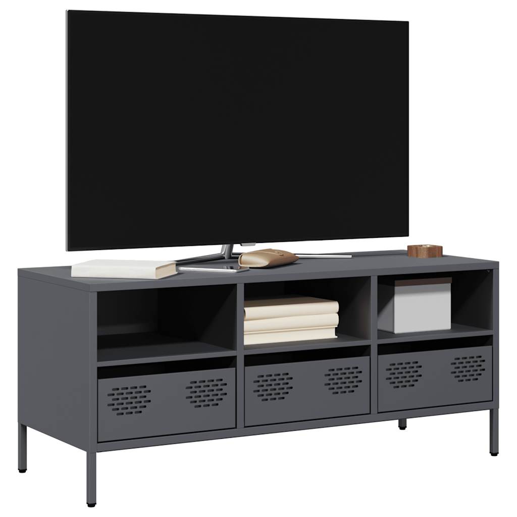 Vetonek Mueble de TV acero laminado en frío antracita 101,5x39x43,5 cm